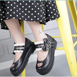 Sweet Lolita Hollow Heart Maid Cosplay Platform Mary Jane Size 9.5